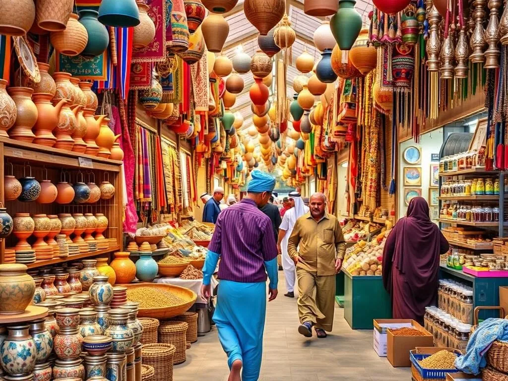 Colorful displays of traditional handicrafts at Sohar Souq