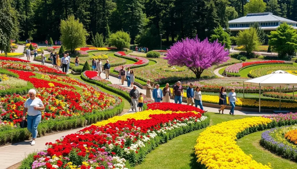 Colorful flower displays at Khabarovsk Botanical Garden in summer Colorful flower displays at Khabarovsk Botanical Garden in summer