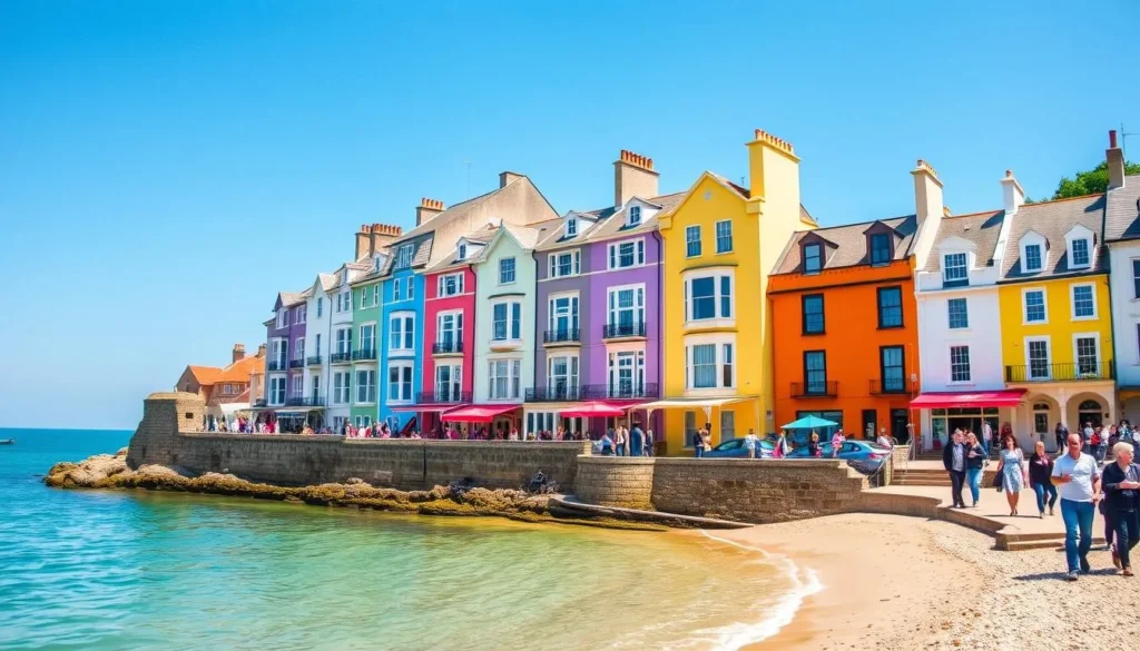 Colorful houses in Tenby, a coastal village in Wales, United Kingdom