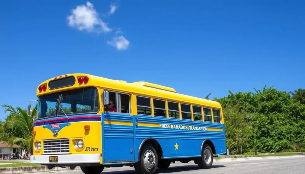 Colorful local Barbados bus transportation during the best time to visit