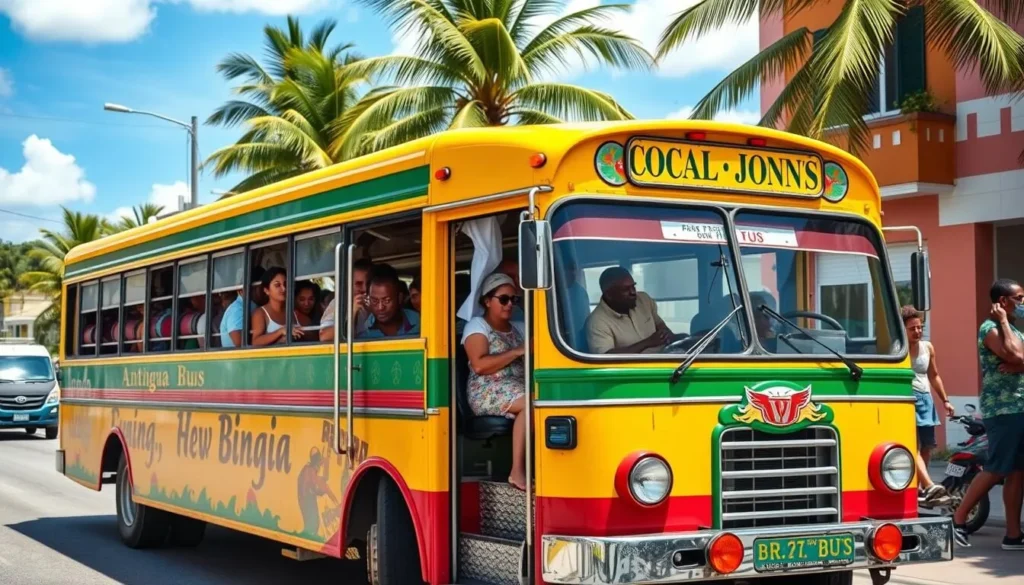 Colorful local bus in St. John's Antigua and Barbuda