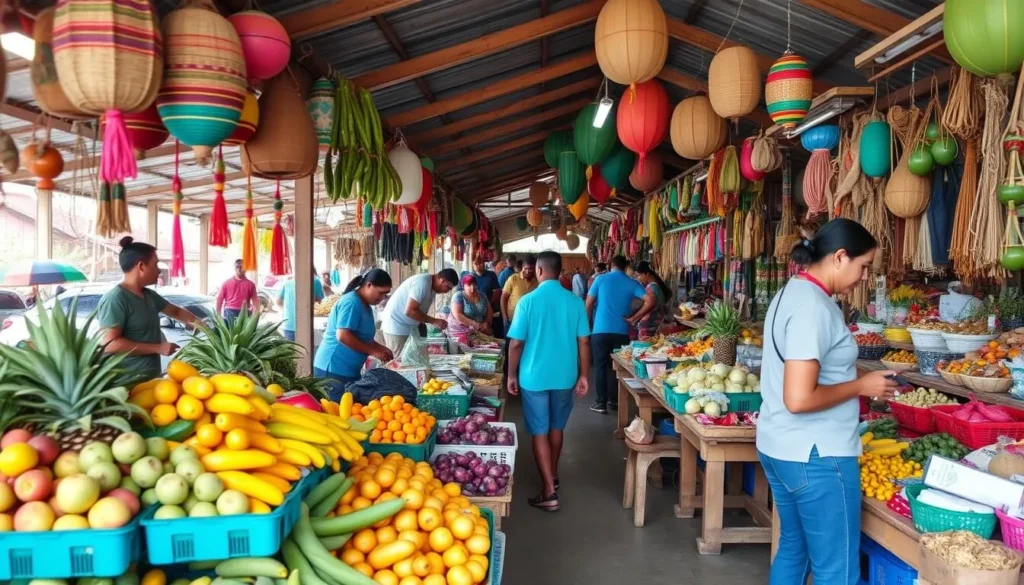 Colorful local market in Villanueva Honduras with fresh produce and crafts Colorful local market in Villanueva Honduras with fresh produce and crafts