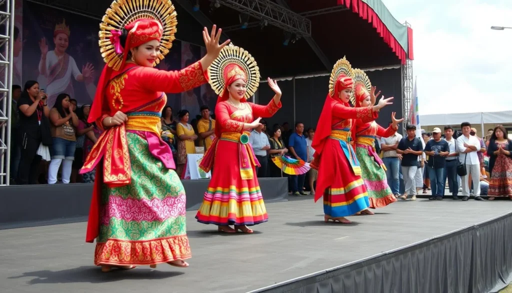 Colorful performance at the Surabaya Cross Culture Festival with traditional dancers