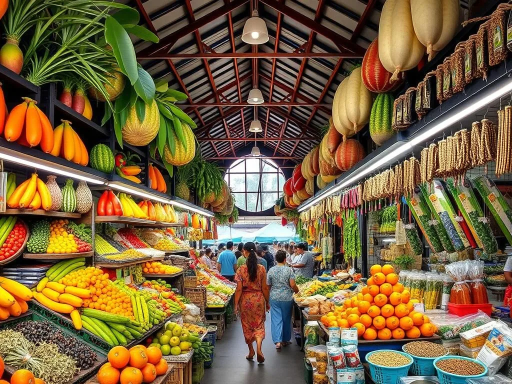 Colorful produce and spices at Pasar Anyar traditional market in Singaraja