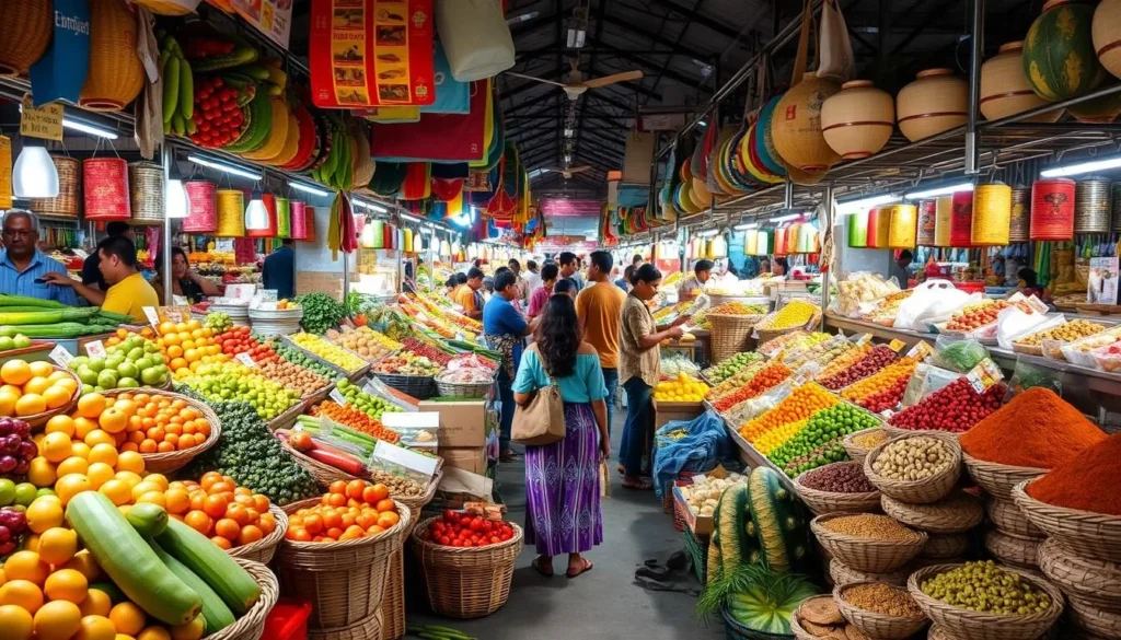 Colorful produce and spices at Pasar Badung market in Denpasar
