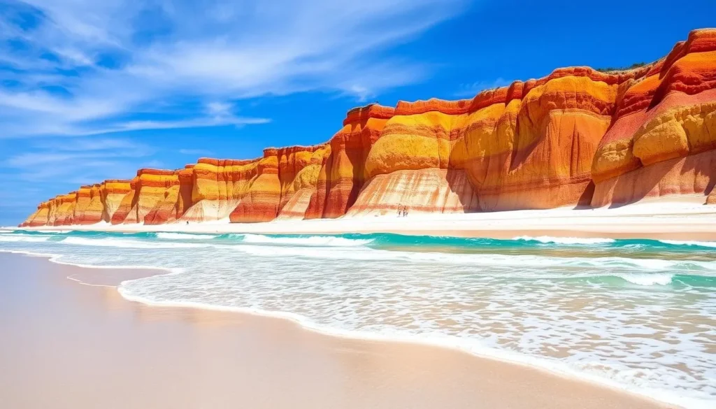 Colorful sand cliffs at Rainbow Beach in the Gympie Queensland region