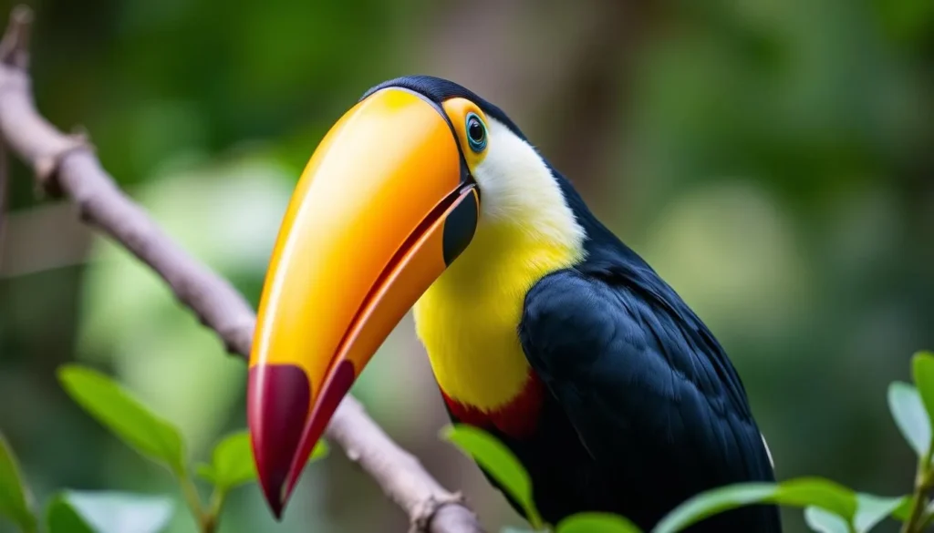 Colorful toucan bird perched on a branch in Montana de Comayagua National Park