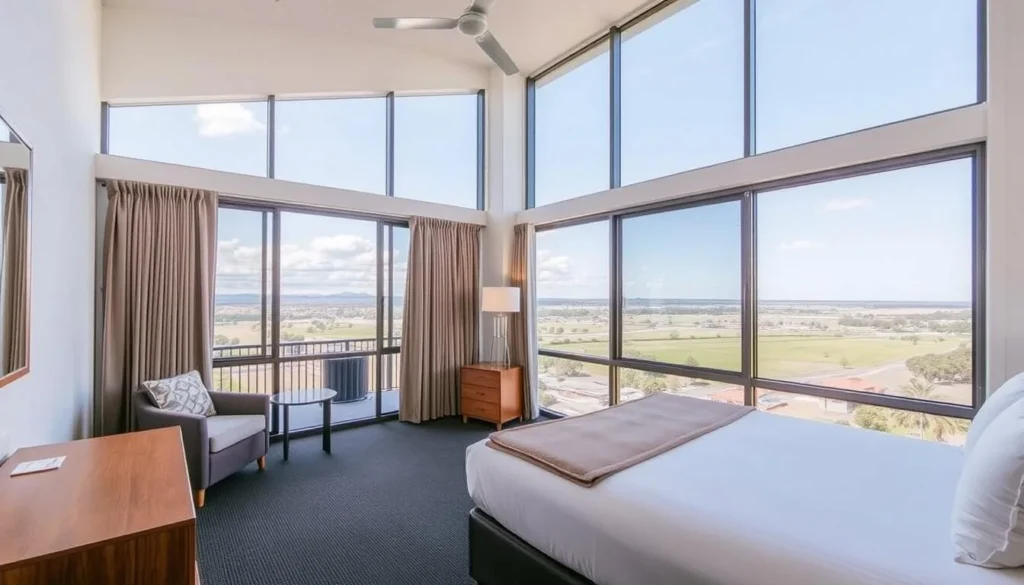 Comfortable accommodation options in Emerald Town with views of the surrounding landscape Comfortable accommodation options in Emerald Town with views of the surrounding landscape