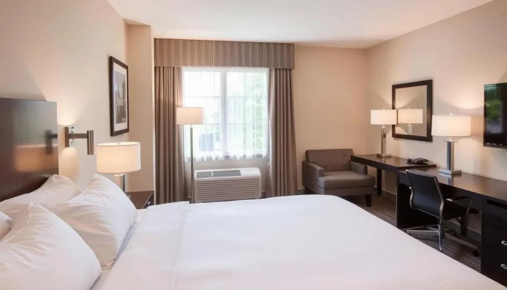 Comfortable hotel room in Jackson Tennessee with modern furnishings Comfortable hotel room in Jackson Tennessee with modern furnishings