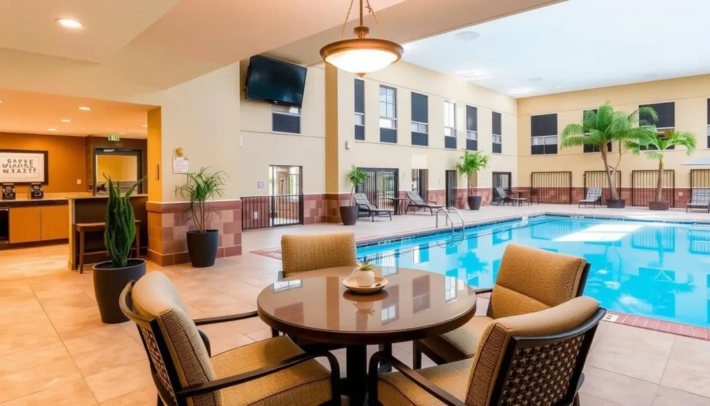 Comfortable mid-range hotel in Grapevine Texas with pool area