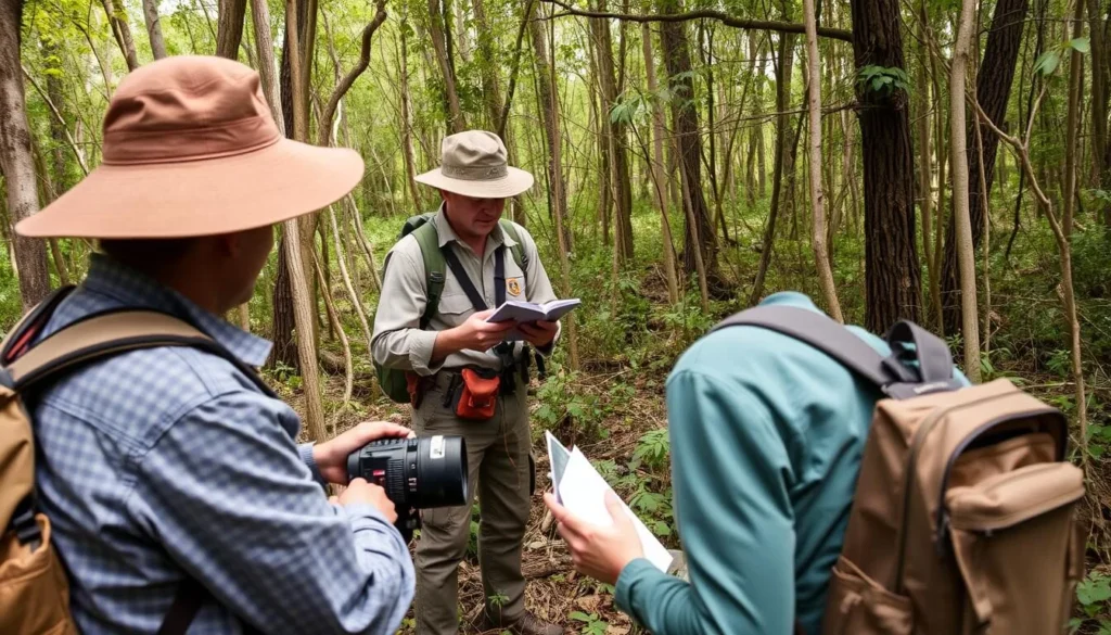 Conservation efforts in Lorentz National Park showing park rangers monitoring wildlife Conservation efforts in Lorentz National Park showing park rangers monitoring wildlife