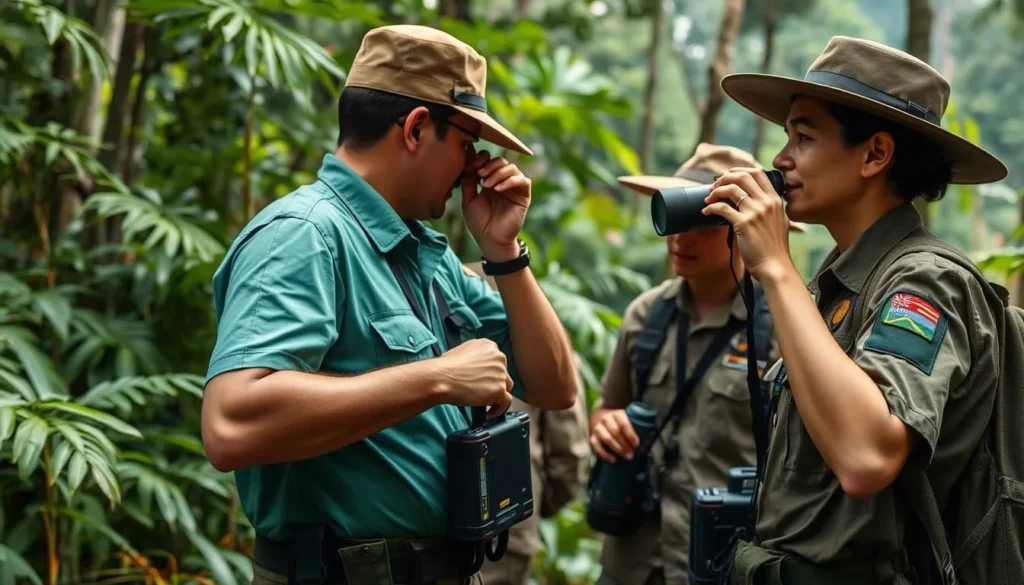 Conservation efforts in Mount Leuser National Park with rangers monitoring wildlife Conservation efforts in Mount Leuser National Park with rangers monitoring wildlife