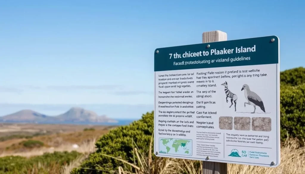Conservation signage on Bleaker Island explaining wildlife protection measures
