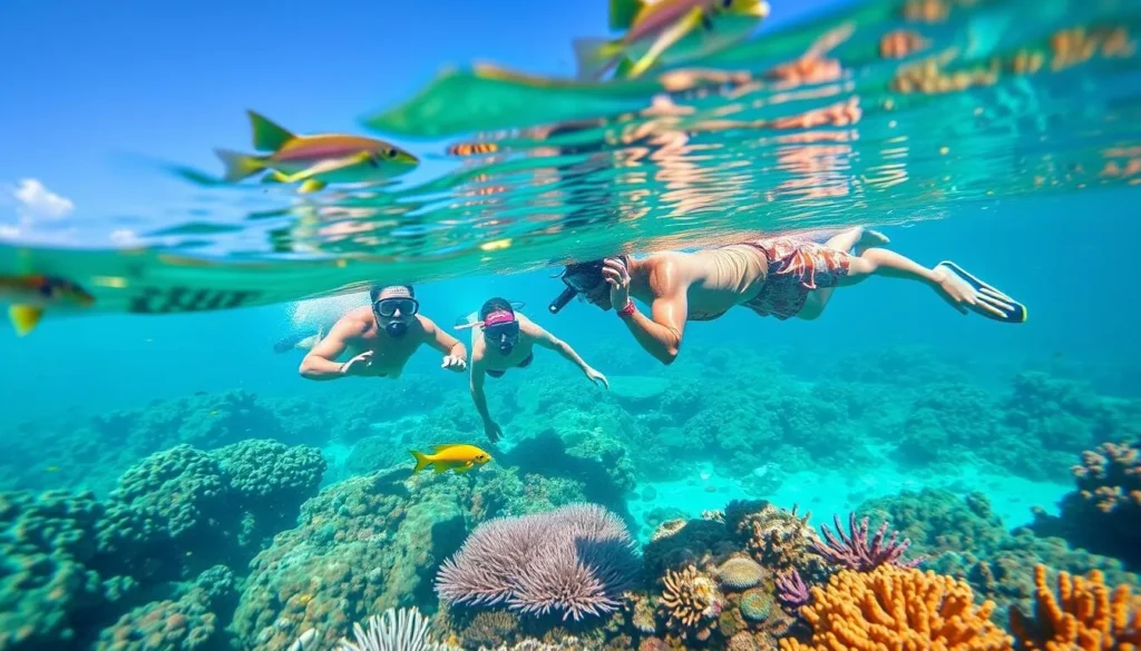 Coral reef snorkeling with diverse marine life near Kakarativu Island