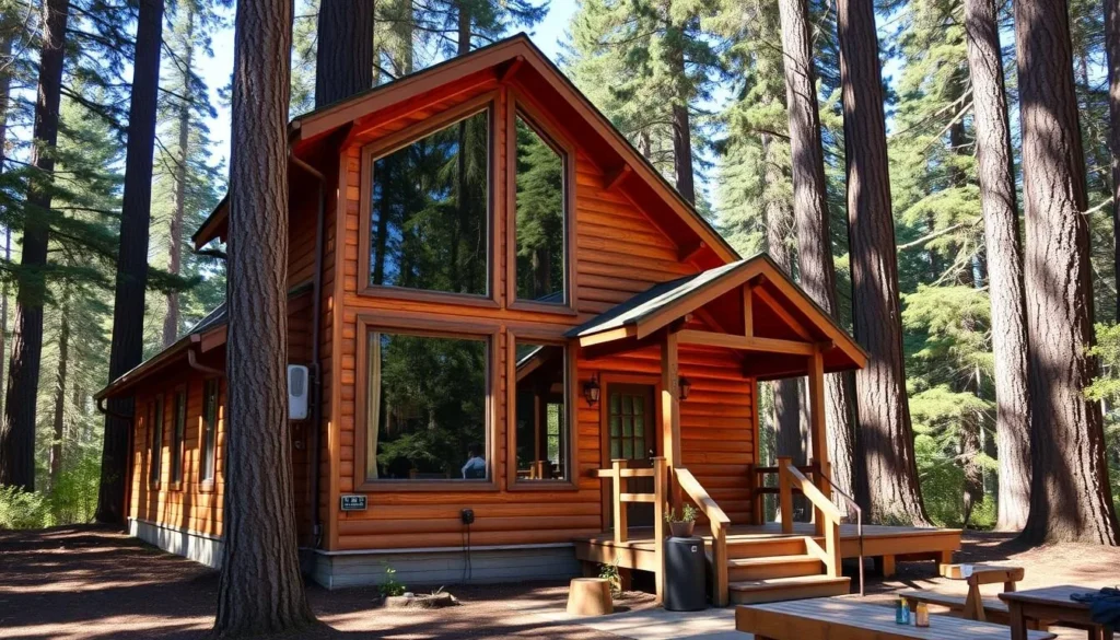 Cozy cabin accommodation near Azalea State Natural Reserve with forest views