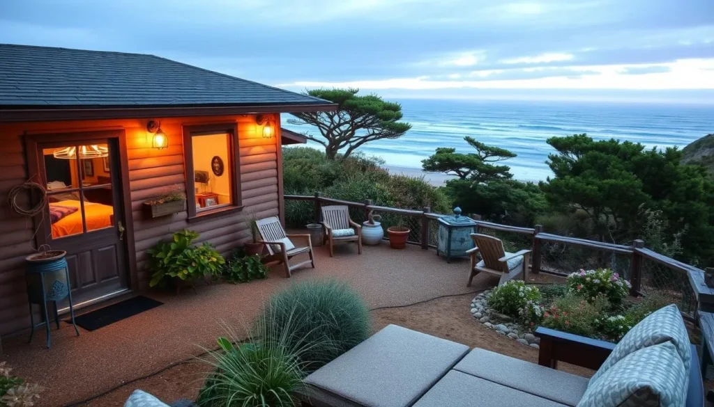 Cozy coastal accommodation near Bean Hollow State Beach with ocean views