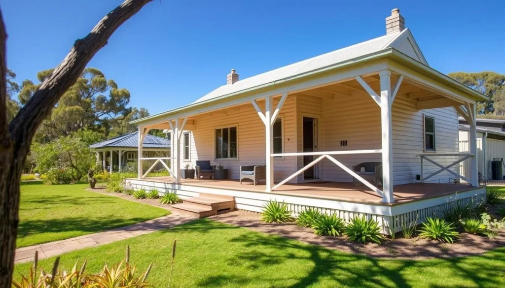 Cozy country cottage accommodation near Mount Crawford Forest with verandah and garden views in South Australia