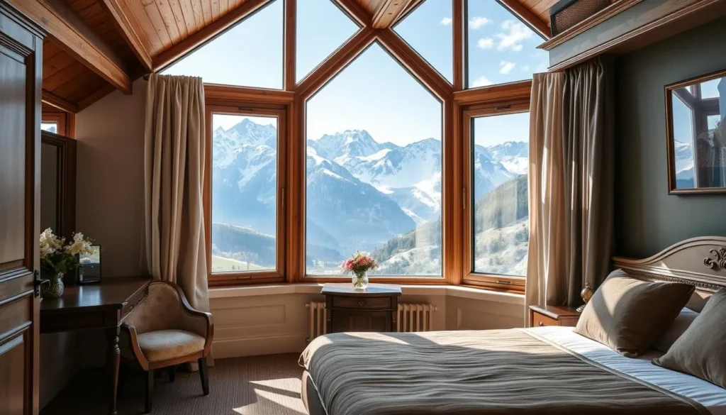 Cozy hotel in Grenoble with mountain views, representing accommodation options during the best months to visit Cozy hotel in Grenoble with mountain views, representing accommodation options during the best months to visit