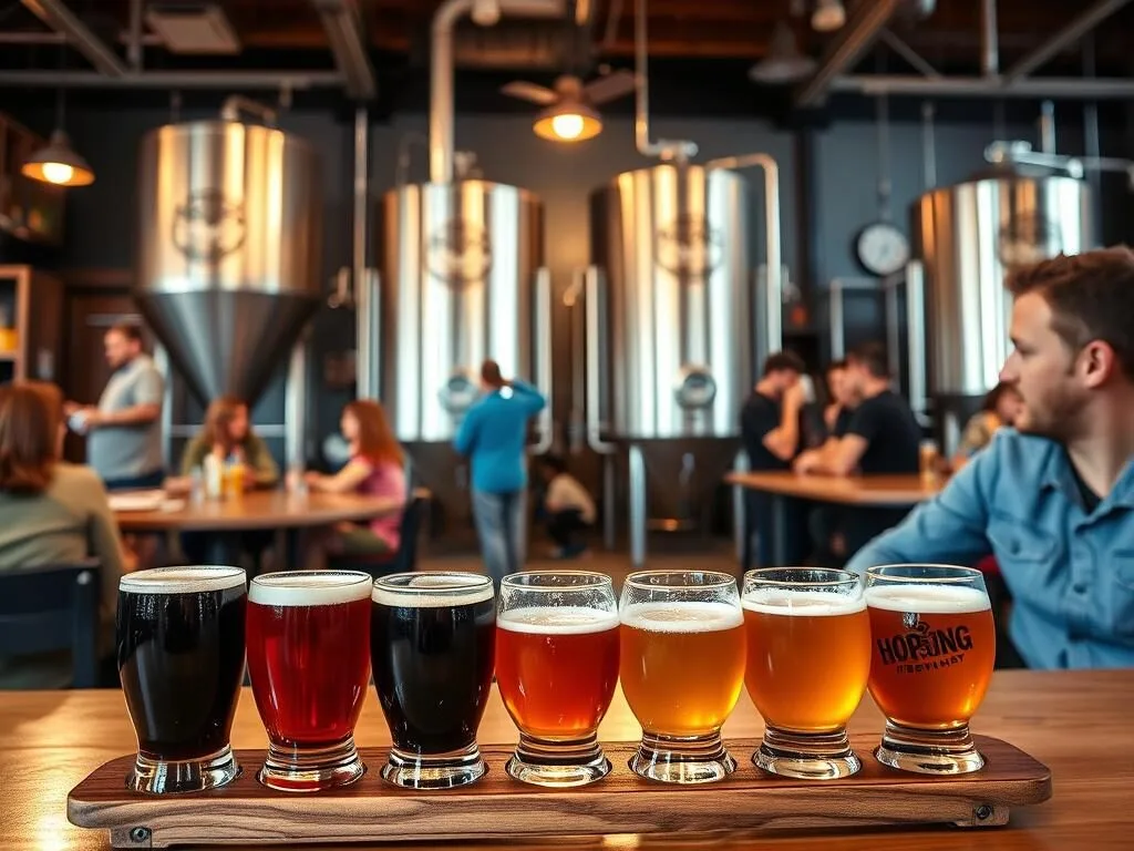 Craft beer tasting at Hop and Sting Brewing Company in Grapevine Texas