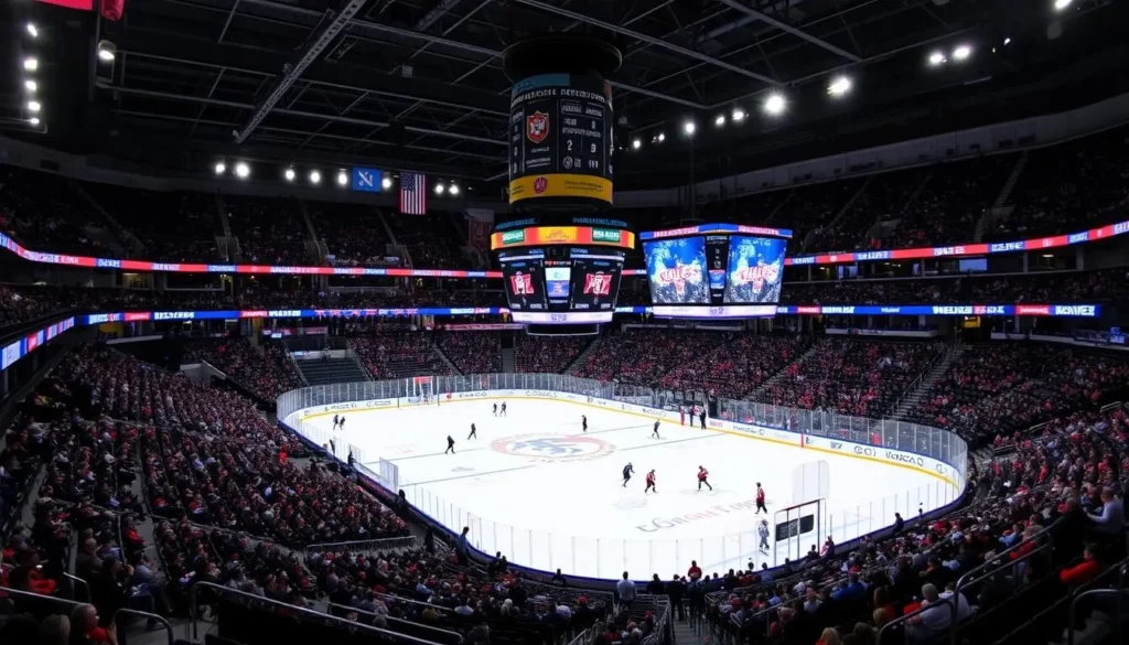 Credit Union of Texas Event Center arena during a hockey game in Allen, Texas