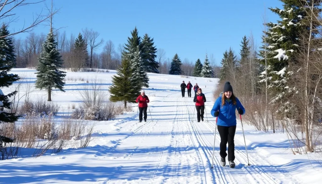 Cross-country skiing at Infirmary Mound Park near Granville