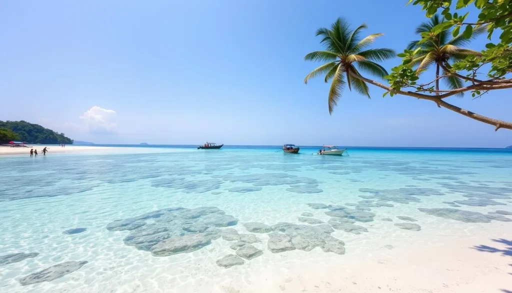 Crystal clear waters and white sand beach at Beras Basah Island near Bontang
