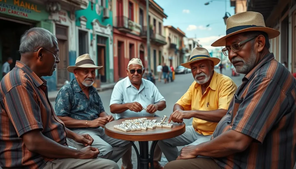Cuban locals playing dominoes on a street corner in Havana - Cuba best things to do