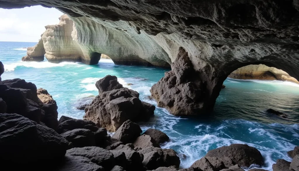 Cueva del Indio sea arches in Arecibo Puerto Rico with turquoise waters