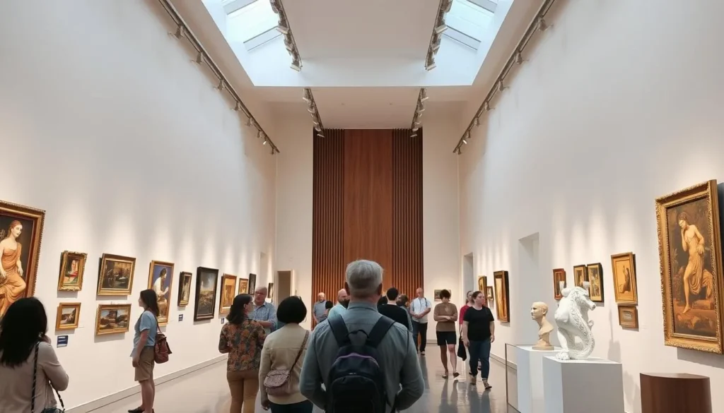 Cultural Activities Center in Temple Texas with art exhibition and visitors viewing displays Cultural Activities Center in Temple Texas with art exhibition and visitors viewing displays