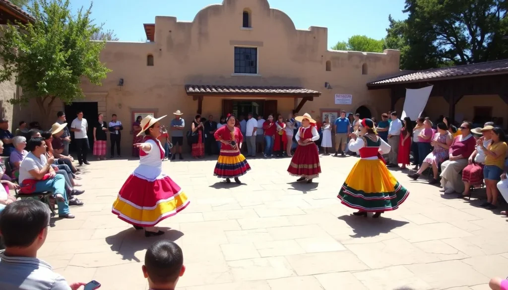 Cultural festival at Castro Adobe with traditional dancing and period costumes