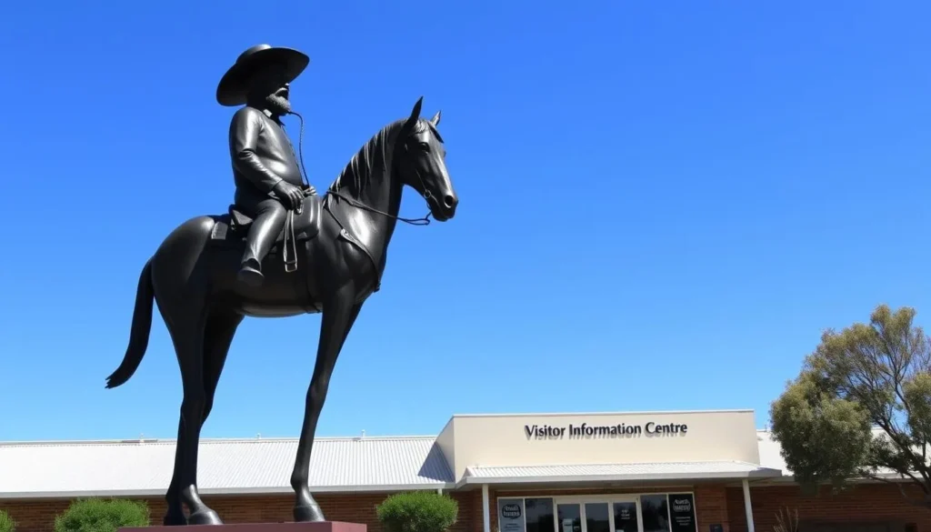 Cunnamulla Fella bronze statue in front of the Visitor Information Centre Cunnamulla Fella bronze statue in front of the Visitor Information Centre