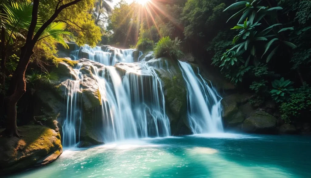 Curug Malela waterfall in Cimaha surrounded by lush greenery