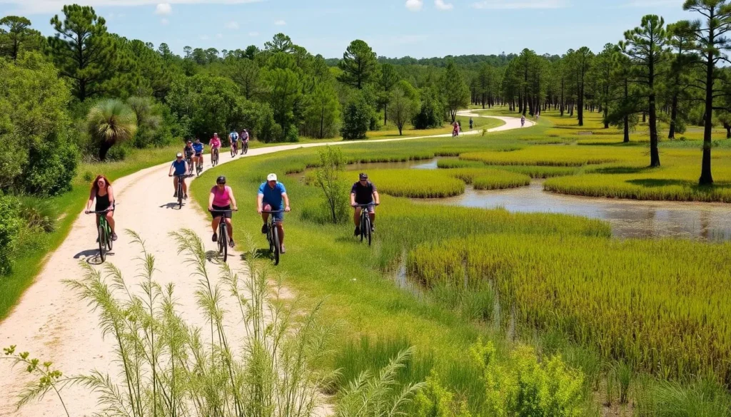 Cyclists enjoying the Seven Mile Loop Trail at Crystal River Preserve State Park