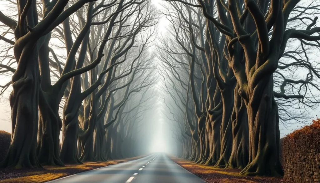 Dark Hedges tree-lined avenue in Northern Ireland, famous as a Game of Thrones filming location Dark Hedges tree-lined avenue in Northern Ireland, famous as a Game of Thrones filming location