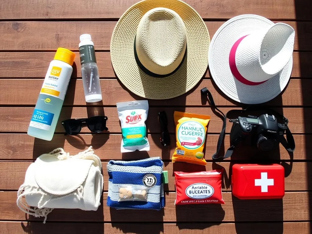 Day trip essentials packed for visiting 17 Mile Beach Antigua and Barbuda