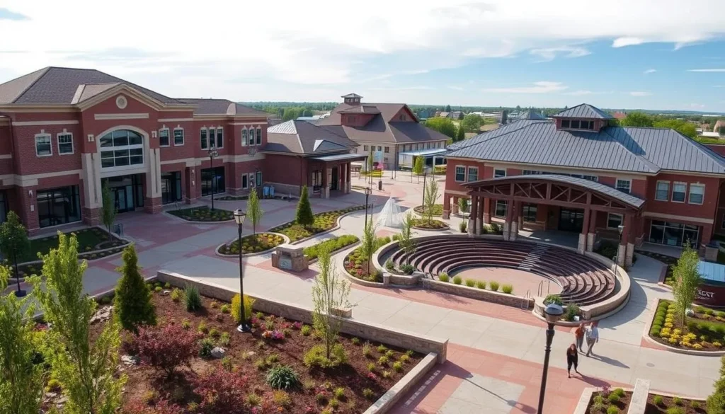 DeSoto Town Center with its civic buildings and outdoor amphitheater