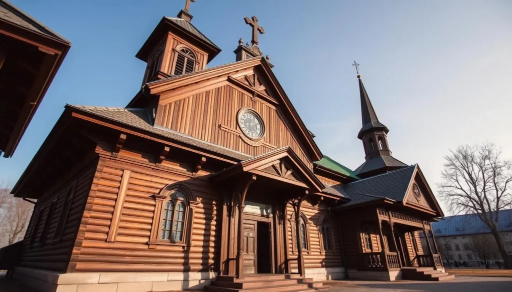 Decembrists' Church Museum in Chita with traditional wooden architecture Decembrists' Church Museum in Chita with traditional wooden architecture