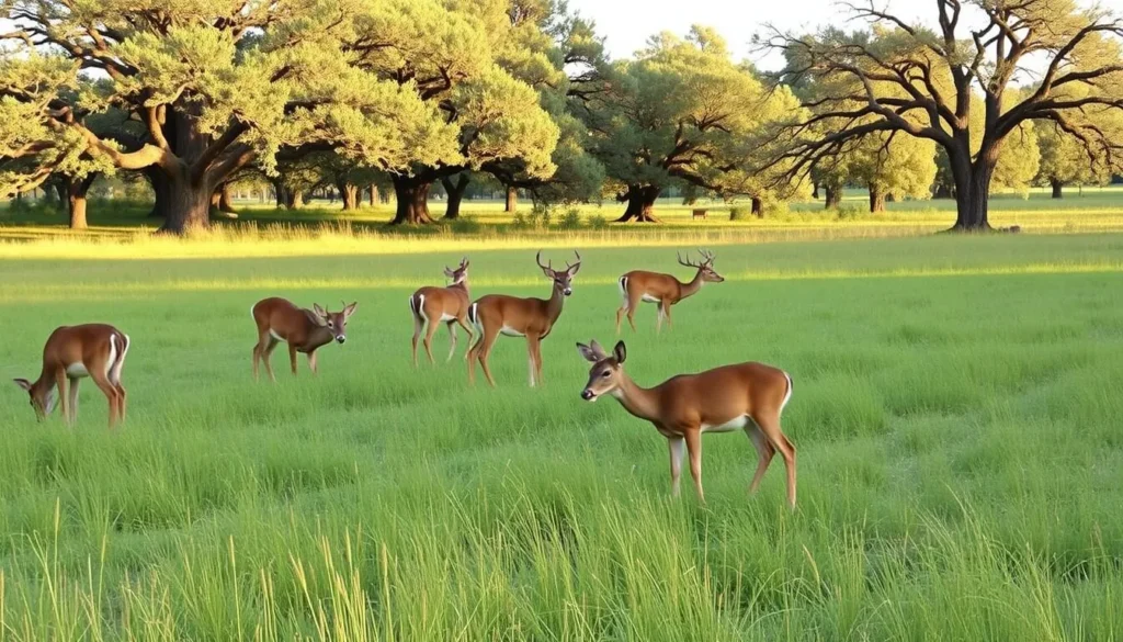 Deer grazing in a meadow at Austin Creek State Recreation Area