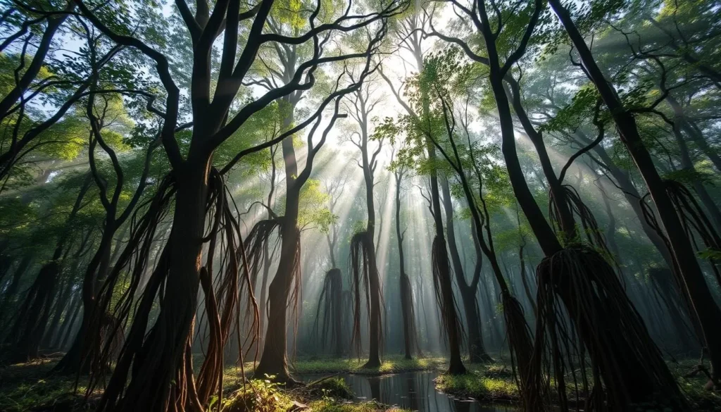 Dense peat swamp forest interior in Berbak National Park showing unique ecosystem
