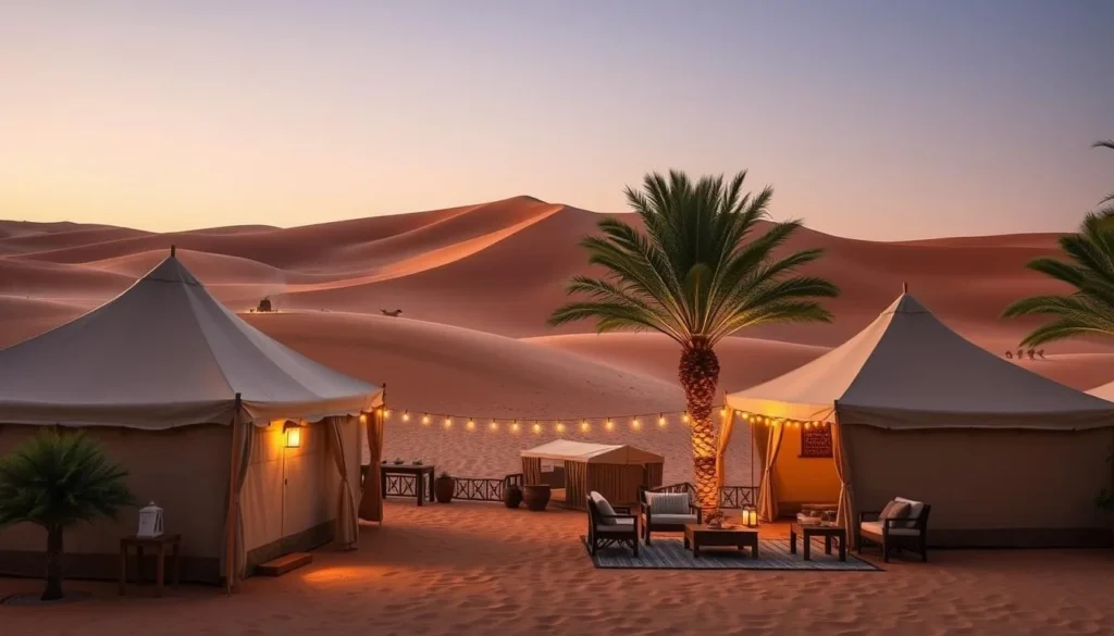 Desert camp accommodation near Wadi Bani Khalid with traditional Bedouin tents