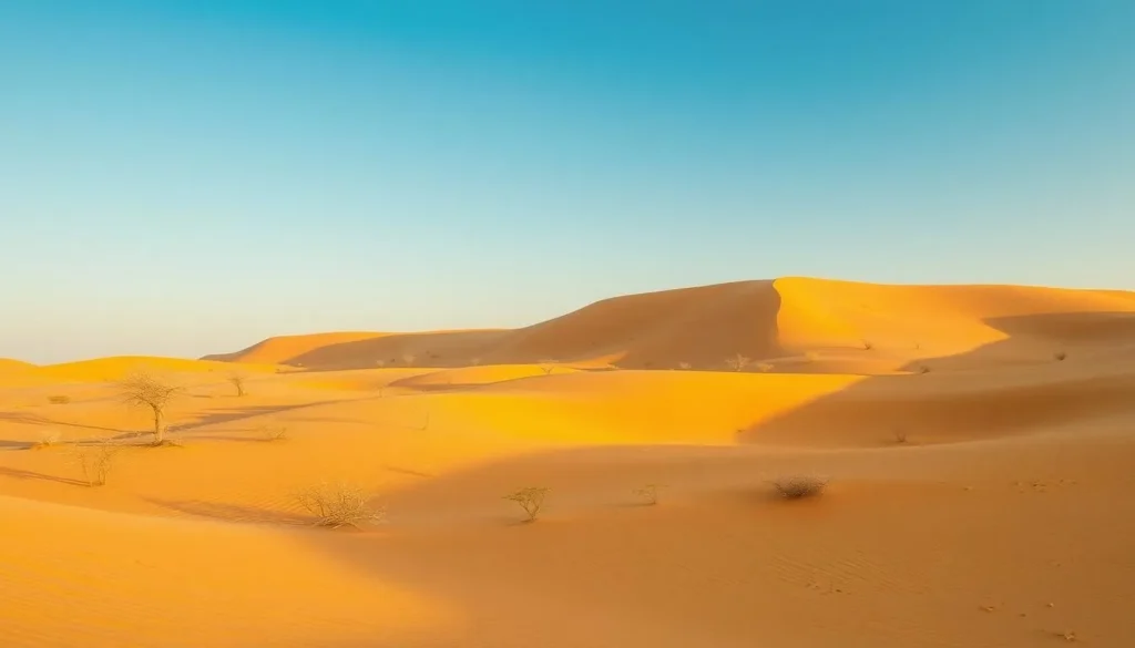 Desert landscape near Buraydah with sand dunes and vegetation
