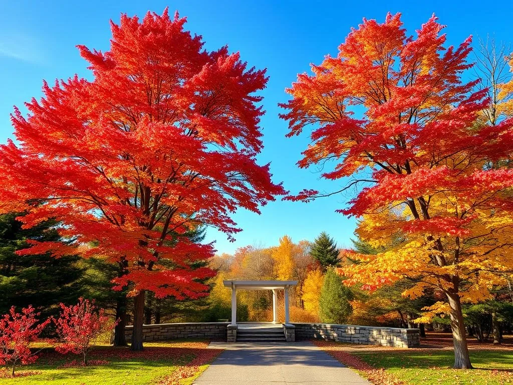 Diamond Hill Park in Cumberland Rhode Island during peak fall foliage