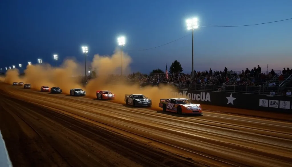 Dirt track racing action at the Texarkana 67 Speedway