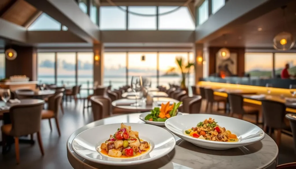 Diverse dining options at Maundays Bay including Peruvian cuisine at Uchu restaurant
