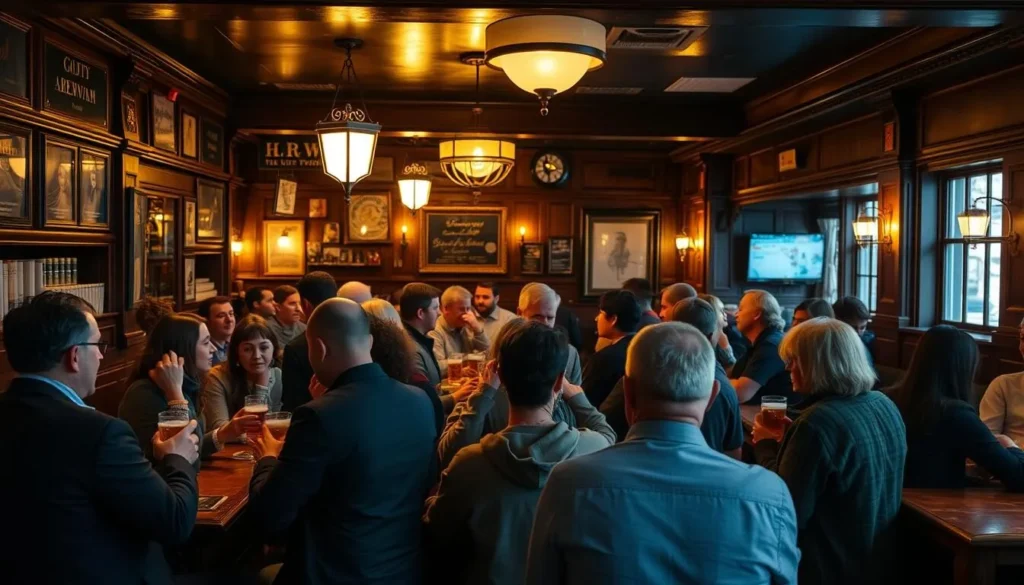 Diverse group of people enjoying a traditional Birmingham pub Diverse group of people enjoying a traditional Birmingham pub