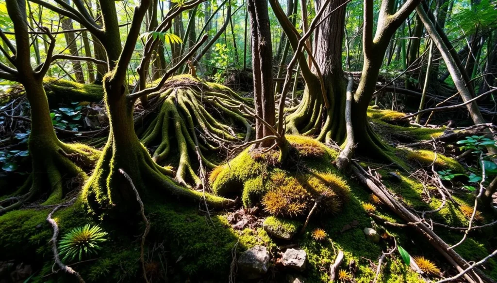 Diverse plant life in the elfin forest ecosystem of Mount Wanggameti Diverse plant life in the elfin forest ecosystem of Mount Wanggameti