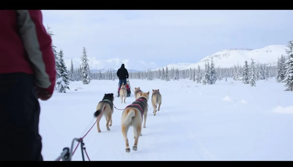 Dog sledding experience in winter near Wasilla Alaska Dog sledding experience in winter near Wasilla Alaska