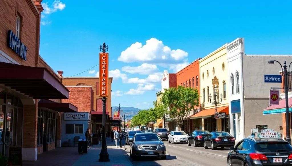 Downtown Copperas Cove street view with local shops and restaurants