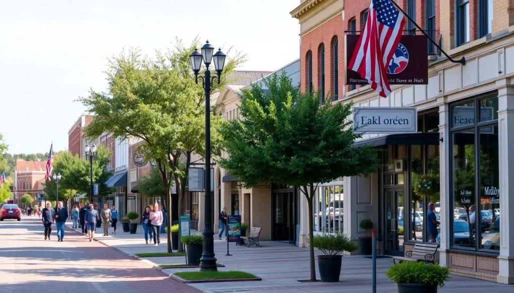 Downtown Midlothian street view showing local businesses and architecture