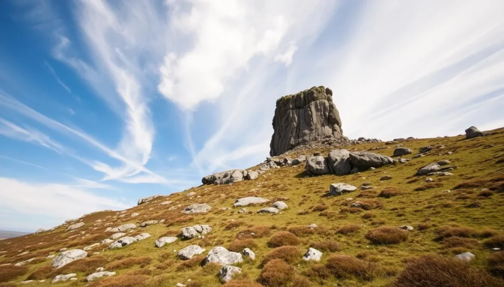 Dramatic landscape of Haytor, one of Dartmoor's most famous granite tors Dramatic landscape of Haytor, one of Dartmoor's most famous granite tors